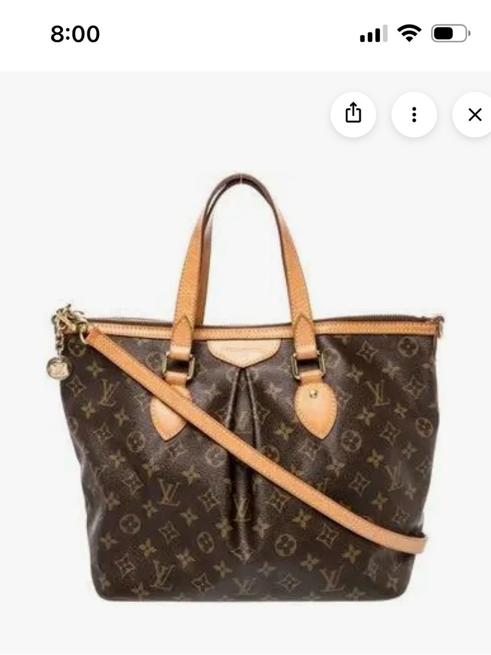 Louis Vuitton Brown Monogram Crossbody Tote with Tan Leather Trim